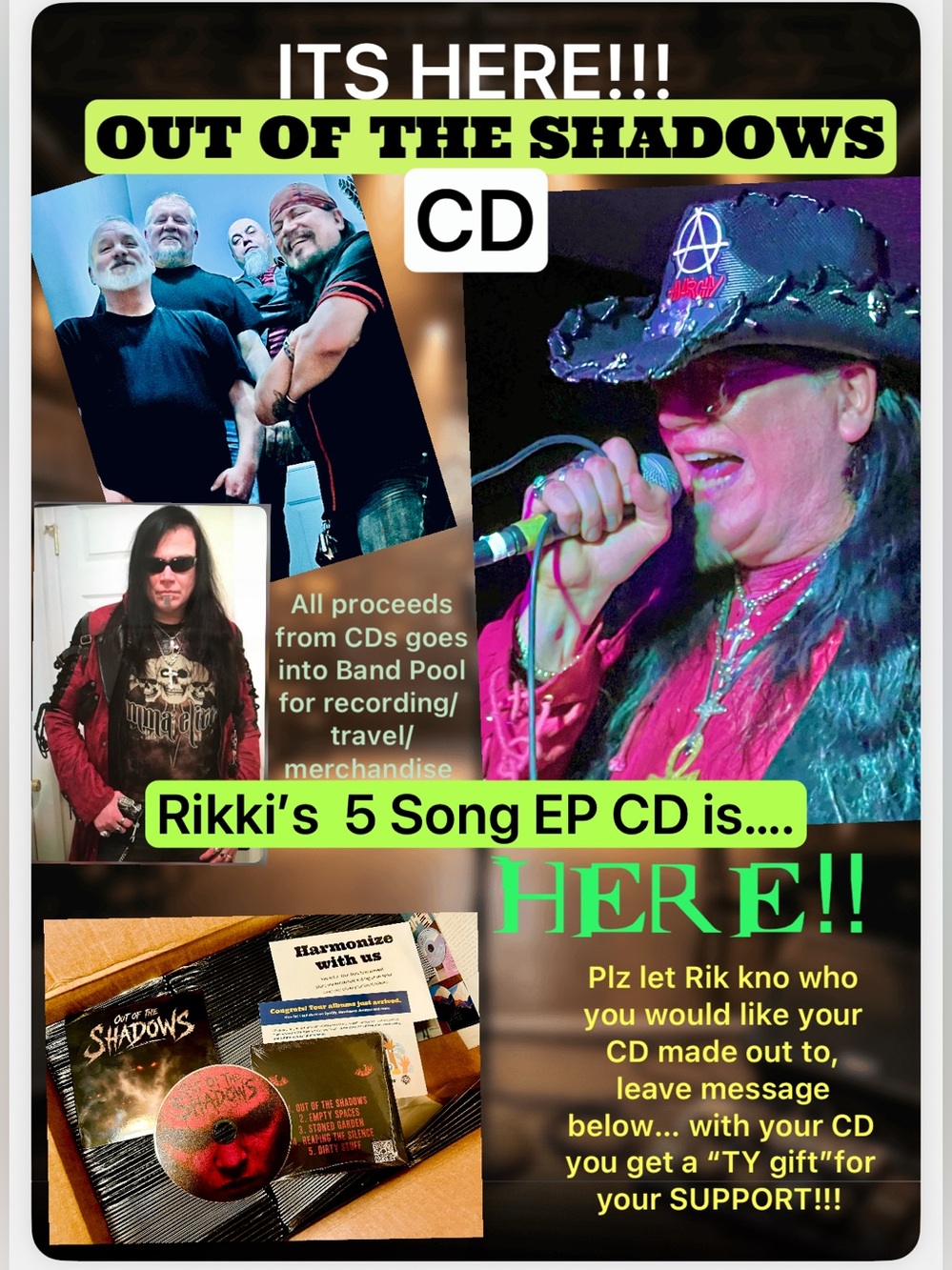 ITS HERE!! Rikki’s 5 SONG EP CD “ Out Of The Shadows” plus a lil ty gift🩷